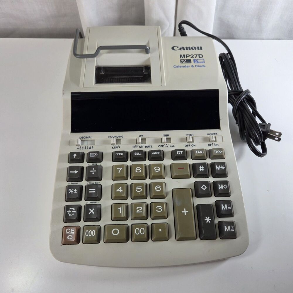 Canon MP27D 12 Digit 2 Color Printing Calculator Calendar & Clock